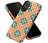 POINT&GO Funda iPhone 17 Diseño Geométrico Vintage, Carcasa Rígida Antigolpes, Estampado Retro Naranja y Verde, Protección Completa, Ajuste, Funda Original y Moderna