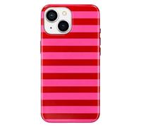 POINT&GO Funda para iPhone 15 Rayas Rosa y Rojo Compatible MagSafe, Carcasa iPhone 15 Estampada con Anillo Magnético, Funda Protectora Antigolpes, Case Retro, Cover con Protección Cámara