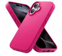 POINT&GO Funda para iPhone 17 con Logo Visible, Silicona Líquida SoftArmor, Rosa Fucsia, Antigolpes 360°, Antideslizante, Antihuellas, Ultrafina, Protección Premium Compatible Carga inalámbrica