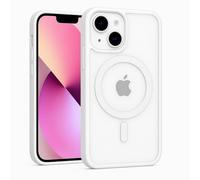 POINT&GO Funda para iPhone Color, Compatible MagSafe, Protección Militar, Resiste Amarillamiento, Tapa Trasera Resistente Arañazos, Funda Magnética, Transparente (Blanco, iPhone 14 Pro MAX)