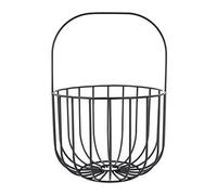 Point-Virgule Cesta de fruta con manija de metal, fruteros de cocina modernos, negra, 22,5x32,5cm