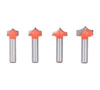 Pointed Nose CNC Router Bits 4Pcs Set | 8mm Round Shank Engraving Hook Shear Angle Mill Cutter | For Woodworking/Drawer Making/CNC Milling