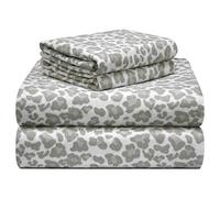 pointehaven Juego de sábanas de Franela 100% algodón con Estampado de Leopardo, 180 gsm, Tacto Aterciopelado, de Lujo, con Estampado de Leopardo, cálido y Acogedor, preencogidas, Bolsillos Profundos,