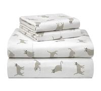 Pointehaven Juego de sábanas de Franela 100% algodón Estampadas con Tacto de Terciopelo de 180 g/m², tamaño Individual XL, Gatos, cálido y Acogedor, preencogidas, Bolsillos Profundos, elástico,