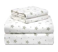 pointehaven Juego de sábanas de Franela de 180 g/m², 100% algodón, Estampado de Estrellas, cálido y Acogedor, Preencogido, Bolsillos Profundos, elástico en Todo el Contorno, cómodo Doble Cepillado