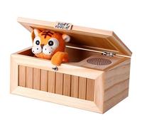 Pointless Box, una decoración de escritorio de madera que ofrece diversión sin fin, caja inútil con acción de tigre activada por botón, idea