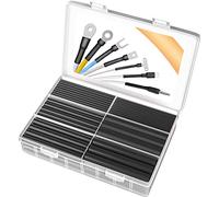 Pointool kit de tubo termoretractil, relación 3:1, forrado con adhesivo, 6 tamaños, negro, 140 piezas