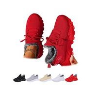 POIOZXD Botas de invierno con forro polar cálido para mujer, de talla grande, con forro de piel cálida, suela gruesa, botas de nieve cómodas y ortopédicas, Red, 42 EU