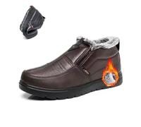 POIOZXD Botas de invierno de cuero para hombre impermeables antideslizantes cálidas zapatos ortopédicos, botas de invierno sin cordones para hombre térmicas cálidas con forro de piel botas de papá