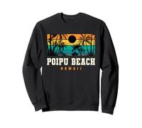 Poipu Beach Hawaii Diseño Retro Poipu Beach Kauai HI Sudadera