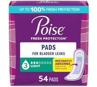 Poise Almohadillas para incontinencia y almohadillas para incontinencia posparto, absorción ligera de 3 gotas, longitud regular, 54 unidades, el embalaje puede variar