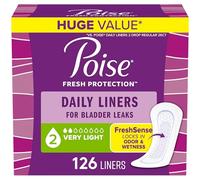 Poise Daily Incontinence Panty Liners, muy ligera absorbencia, regular, 126 unidades