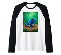 Poison Dart Frog toxina Mortal Selva Tropical cómic Azul Camiseta Manga Raglan