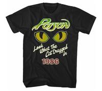Poison Look What Cat Dragged In Tour 1986 Men's T-Shirt Black 3XL