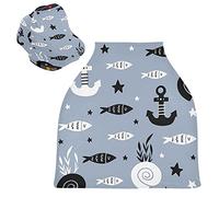 Poisson Blanc Noir Marin Ancres Coraux Cubierta de Lactancia Materna Asiento de Bebé Cubierta de Cochecito Transpirable Carros de La Compra Cubierta para Niños Niñas