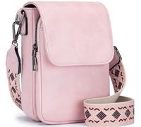 POIUGOYA Bolsos cruzados pequeños para mujer, de moda, de cuero, con triple compartimento, para teléfono celular, cartera cruzada con ranuras para tarjetas, A-Rosa