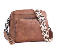 POIUGOYA Monederos cruzados para mujer, modernos, de cuero vegano, bolso cruzado mediano, bolso cruzado de viaje para mujer, cartera integrada, Marrón