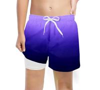 POIUIYQA Bañador Niño con Forro 2 en 1 de Compresión y Cintura Ajustable Shorts Traje de Baño Bañador Corto de Natación Secado Rápido