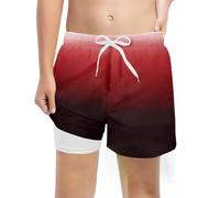 POIUIYQA Bañador Niño con Forro 2 en 1 de Compresión y Cintura Ajustable Shorts Traje de Baño Bañador Corto de Natación Secado Rápido