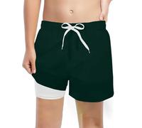 POIUIYQA Bañador Niño con Forro 2 en 1 de Compresión y Cintura Ajustable Shorts Traje de Baño Bañador Corto de Natación Secado Rápido