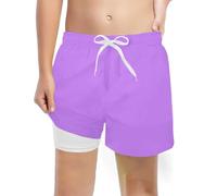 POIUIYQA Bañador Niño con Forro 2 en 1 de Compresión y Cintura Ajustable Shorts Traje de Baño Bañador Corto de Natación Secado Rápido