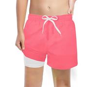 POIUIYQA Bañador Niño con Forro 2 en 1 de Compresión y Cintura Ajustable Shorts Traje de Baño Bañador Corto de Natación Secado Rápido