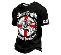 POIUIYQA Camiseta Hombre Cruz Roja San Jorge Caballero Medieval Camiseta Casual Ligera para Playa Deporte