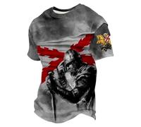 POIUIYQA Camiseta Hombre Cruz Roja San Jorge Caballero Medieval Camiseta Casual Ligera para Playa Deporte