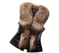 POIUIYQA Chaleco de Lana y Piel Sintética Sin Mangas para Mujer - Chaqueta de Invierno Larga - Brown - Talla XXL - Chaqueta de Lana Piel Sintética Sin Mangas