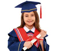 POIUIYQA Conjunto Académico Graduación Niños Niñas Toga Escolar Con Birrete Sombrero Borla y Estola Traje Infantil 2026 Para Jardín de Infancia Escuela Primaria Ceremonia Escolar Unisex