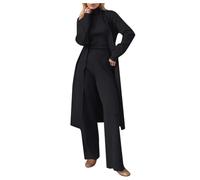 POIUIYQA Conjunto Mujer De Punto 3 Piezas, Cárdigan De Manga Larga, Top Y Pantalón De Punto A Juego, Conjunto Casual Deportivo Para Mujer, Traje De Punto Para Otoño Invierno