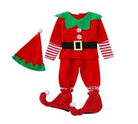 POIUIYQA Disfraz De Elfo Para Niños, 100-180cm Traje De Duende Navideño Con Gorro, Falda, Cinturón, Calcetines/Cubrezapatos - Para Navidad, Día De San Patricio, Carnaval Y Cosplay