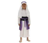POIUIYQA Disfraz Pastor Hebreo Niño Navidad con Túnica Marrón, Traje San José con Accesorios para Carnaval y Belén
