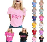 POIUIYQA Mujer Octubre Rosa Lucha Contra El Cancer De Mama Breast Cancer Camiseta Cuello V