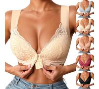 POIUIYQA Sujetadores Mujer Push Up Tallas Grandes Cómodo Encaje Sexy Sujetador Delantero Abierto Bralette sin anillo de acero Chica Dama Chaleco Yoga Fitness Top Mujeres