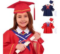 POIUIYQA Toga y Birrete Graduación Infantil 2026 Para Niños Niñas Conjunto Escolar Académico Unisex Con Chal y Borla Traje Preescolar Guardería Fiesta Fin de Curso Fotografía Ceremonia