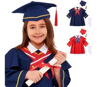 POIUIYQA Toga y Birrete Graduación Infantil 2026 Para Niños Niñas Conjunto Escolar Académico Unisex Con Chal y Borla Traje Preescolar Guardería Fiesta Fin de Curso Fotografía Ceremonia