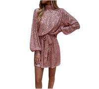 POIUIYQA Vestido de lentejuelas para mujer, color plateado con purpurina, vestido de noche de club de cóctel, elegante de cóctel brillante, minivestido vintage rockabilly