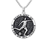 POIUY Colección de collares deportivos inspiradores - Never Give Up I Can Do All Things, collar con colgante redondo, joyería atlética, regalo de cumpleaños para atletas, entrenadores, compañeros de