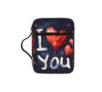 pojknbv Bolsa de almacenamiento de la Biblia con texto en inglés "I Love You Words with Hearts", soporte para escrituras, accesorio religioso, accesorio de viaje devocional