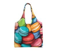 pojknbv Bolsa de lona extragrande con estampado de galletas de macarrón, reutilizable, para uso diario, compras, playa, viajes, escapadas de fin de semana