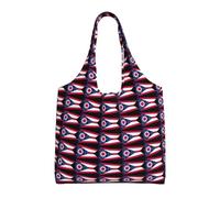 pojknbv Bolsa de lona extragrande con estampado de la bandera del estado de Ohio, reutilizable, para compras, playa, viajes, escapadas de fin de semana