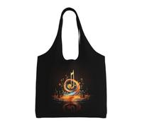 pojknbv Bolsa de lona extragrande con estampado de símbolos musicales, reutilizable, para compras, playa, viajes, escapadas de fin de semana