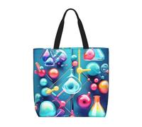 pojknbv Bolsa organizadora extragrande con ilustración abstracta de ciencia química, impresión 3D, ligera, reutilizable, para el hombro, compras, viajes, playa