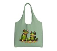 pojknbv Funny Green Frogs 1 - Bolsa de lona extragrande, reutilizable, para uso diario, compras, playa, viajes, escapadas de fin de semana