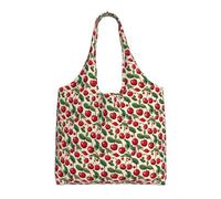 pojknbv Lovely Sweet Red Cherry 2 - Bolsa de lona extragrande con estampado de cerezas rojas, reutilizable, para uso diario, compras, playa, viajes, escapadas de fin de semana