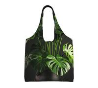 pojknbv Monstera Deliciosa - Bolsa de lona extragrande con estampado de palmera de plátano, reutilizable, para uso diario, compras, playa, viajes, escapadas de fin de semana