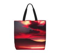 pojknbv Red Sky At Night - Bolsa organizadora extragrande, ligera, reutilizable, para el hombro, para compras, viajes, playa