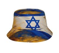 pojknbv Sombrero de pescador con estampado de bandera israelí para adultos, protección de pesca, verano, al aire libre, viajes, playa, senderismo, color negro