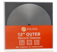 POJSIO 100 x Fundas Vinilos LP Exterior,Funda Protector Vinilos Discos para 1-4 LPS 12"/33RPM Vinilo Discos |Extra Grueso-100 Micras| |Density Premium Polietileno Plastico| Funda Vinilos 324mm x 327mm